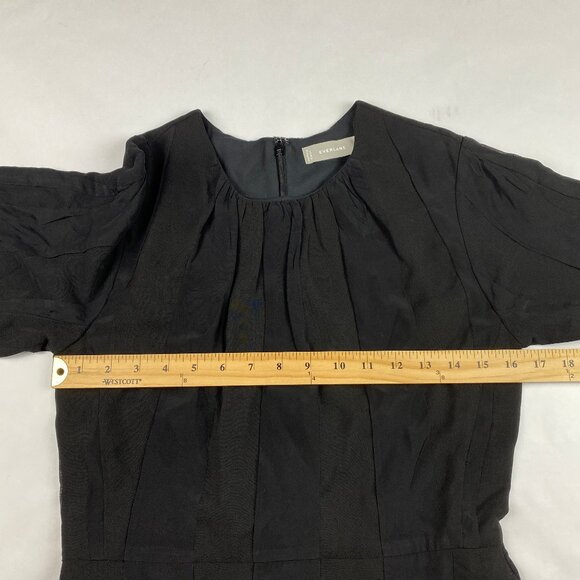 NWT Everlane The City Stripe Ruched Dress Midi Black Size 2 - Picture 11 of 16